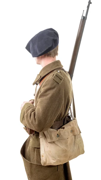 40s francuski żołnierz, widok z boku — Zdjęcie stockowe