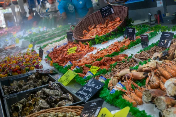 Морепродукты Льду Рыбном Рынке Франция — стоковое фото