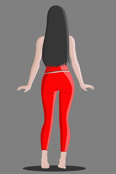 Una Vista Trasera Una Chica Sexy Usando Ropa Roja — Vector de stock