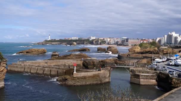 Biarritz Πόλη Και Τις Διάσημες Αμμουδιές Της — Αρχείο Βίντεο