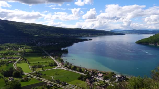 Utsikt Över Annecysjön Franska Alperna — Stockvideo