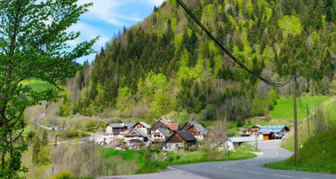 Fransız Alplerinde bir köy, Haute Savoie, Fransa