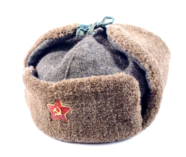 Chapéu de peles de Ushanka do exército soviético — Fotografia de Stock