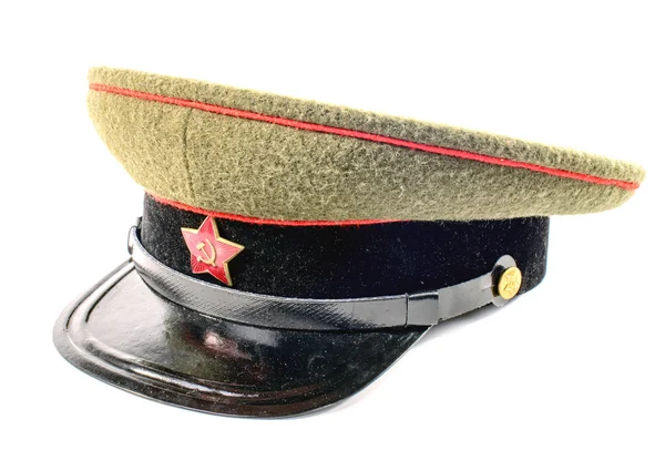 白い背景の上のソビエト兵士キャップ — ストック写真