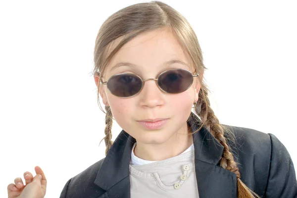 Uma menina bonita com óculos — Fotografia de Stock