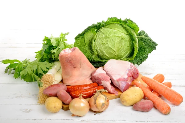 Zelenina a maso pot-au-feu — Stock fotografie