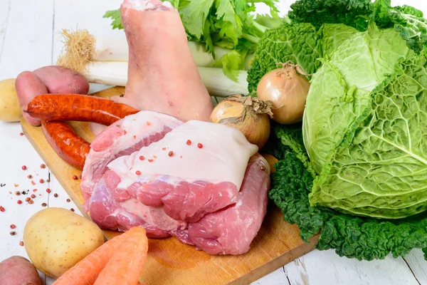 Zelenina a maso pot-au-feu — Stock fotografie