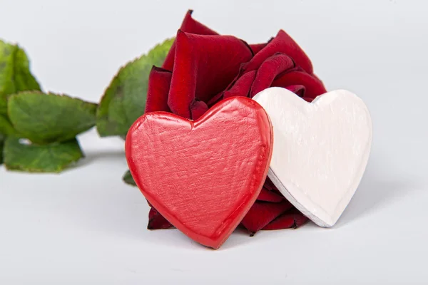 Hearts and rose for Valentine's day — Stock Photo, Image