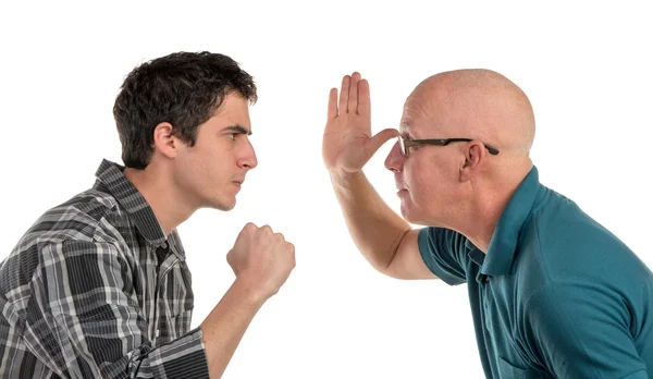 Отец и сын злятся — стоковое фото