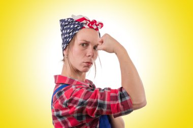 genç ve güzel kadın işçi vintage 