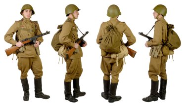 İkinci Dünya Savaşı, ön, profil ve arka içinde Sovyet askeri