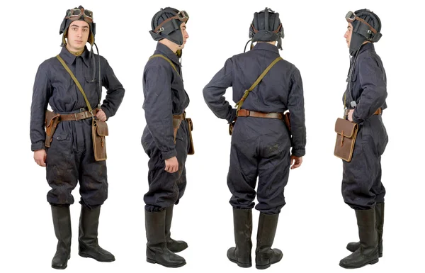 Tank sürücüsü Wwii, ön, profil ve arka