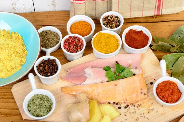 Fish fillets with spices — Stock Photo, Image