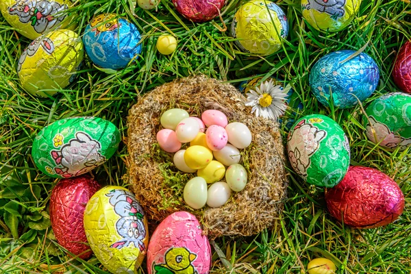 Easter eggs in a garden — Stock Photo, Image