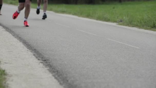 Бегуны на марафонских ногах — стоковое видео