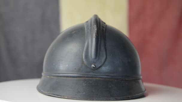 French helmet of World War I — Stock Video