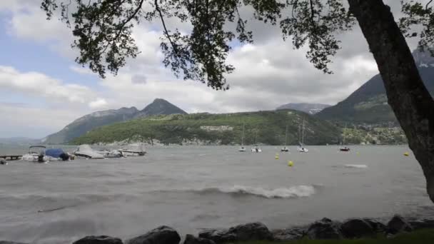 Starka vindar på sjön — Stockvideo