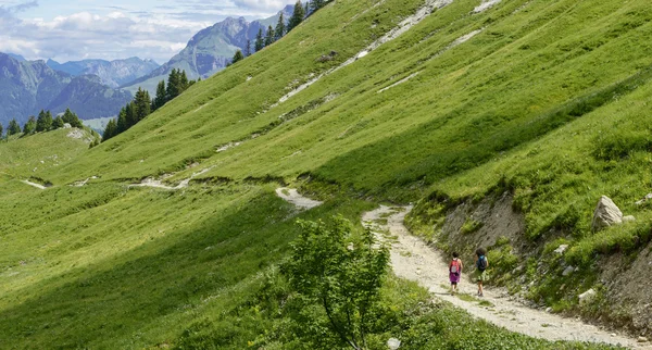 Zwei Wanderer beim Wandern in den Bergen — Stockfoto