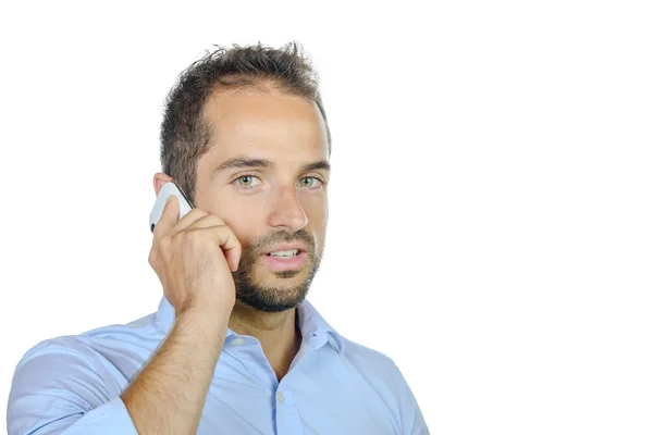 Portrait of a young businessman on phone — Stock Photo, Image