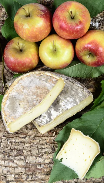 French cheeses with apples — Stock Photo, Image