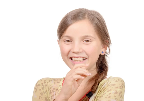 Genç kız üzerinde beyaz izole portresi — Stok fotoğraf