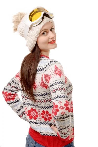 Mooie vrouw bril dragen in de winter — Stockfoto