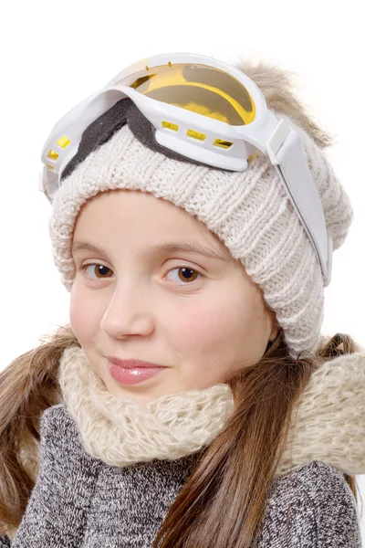 Ritratto di una giovane ragazza felice snowboard — Foto Stock