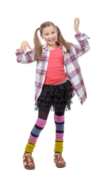 Смешная молодая девушка в хипстерском стиле, с хвостиками, изолированные на — стоковое фото