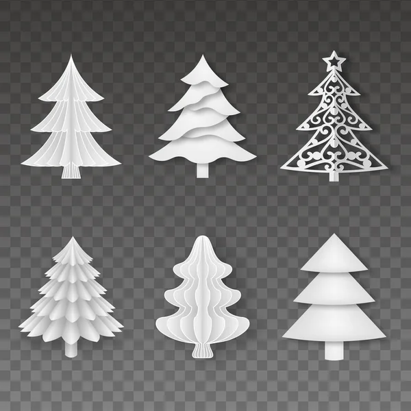Набор Бумажных Рождественских Деревьев — стоковый вектор