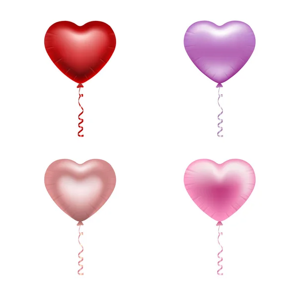 Valentinstag Luftballons Isolierte Herzförmige Luftballons — Stockvektor