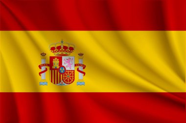 Gerçekçi İspanya bayrağı çizimi. İspanyol bayrak vektörü