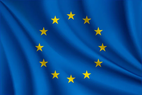 Europeiska Unionens Flagga Realistisk Illustration — Stock vektor