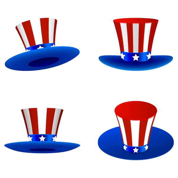 七月四日的元素 一套孤立的美国独立帽 — 图库矢量图片