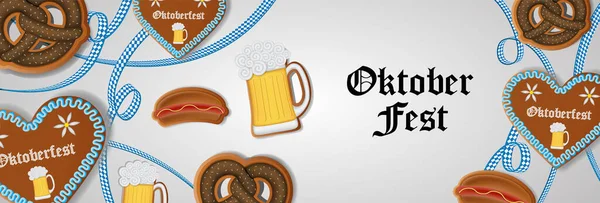 Bandiera Oktoberfest Con Biscotti Pan Zenzero — Vettoriale Stock