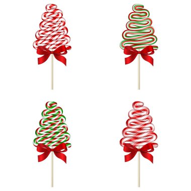 İzole edilmiş ağaç seti Noel lolipopları.