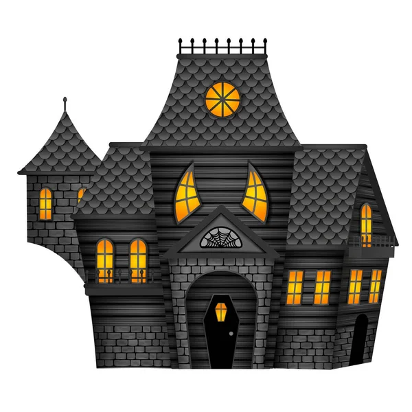 Isoliert Halloween Geisterhaus Illustration — Stockvektor