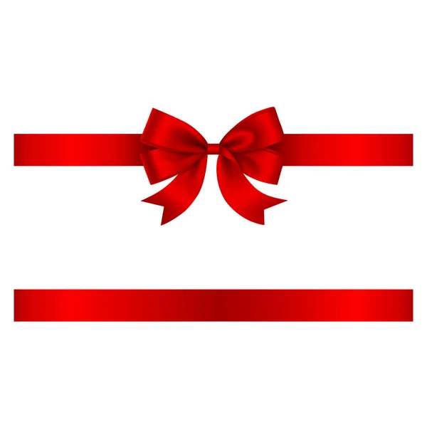 红弓和丝带矢量 圣诞和生日装饰用缎带鞠躬 — 图库矢量图片