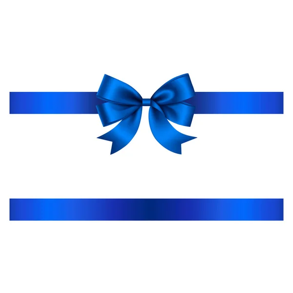 Blue Bow Ribbon Vector Bow Ribbon Christmas Birthday Decoration — Stock Vector