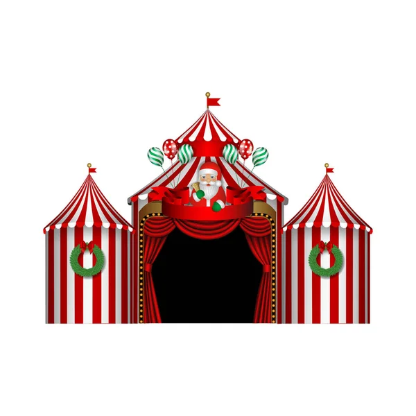 Circo Natale Con Babbo Natale Ghirlande Palloncini — Vettoriale Stock