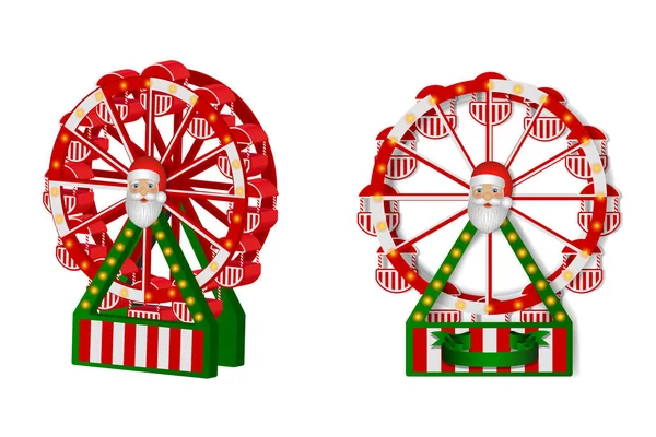 Weihnachten Riesenrad Mit Weihnachtsmann Weihnachtsspielzeug — Stockvektor