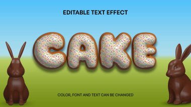 Paskalya pastası, çikolatalı tavşanlarla düzenlenebilir tesxt etkisi