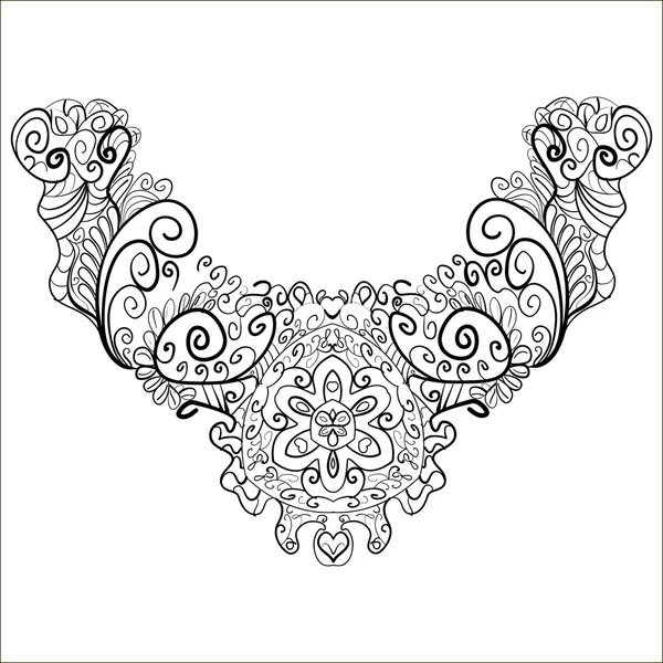 Diseño de línea de impresión de cuello impresión decorativa de cuello negro — Vector de stock