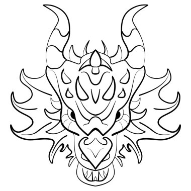 Beyaz arka planda siyah ejderha dövme tasarım