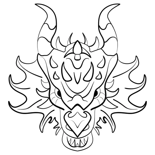 Disegno del tatuaggio del drago nero su sfondo bianco — Vettoriale Stock