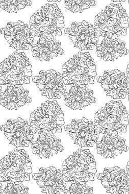 Seamless modeli siyah beyaz peonies çiçekler