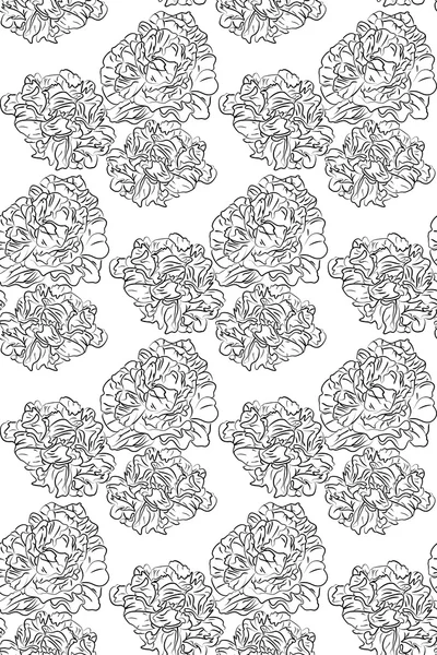Seamless pattern black and white peonies flowers — Stock Vector