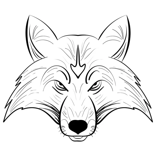 Dibujo dibujado a mano zorro vector head.Ink Fox — Vector de stock
