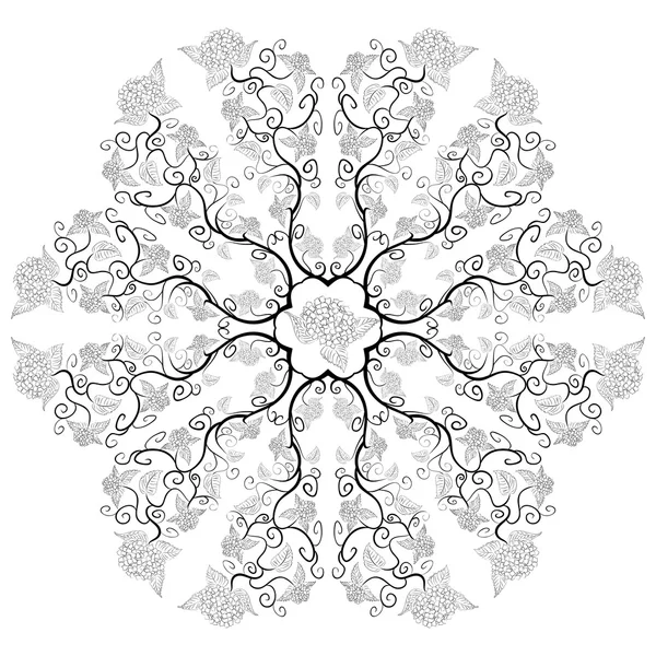 Hydrangée de luxe non colorée style zenart, mandala — Image vectorielle