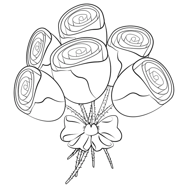 Ilustração desenhada à mão de buquê floral de rosas —  Vetores de Stock
