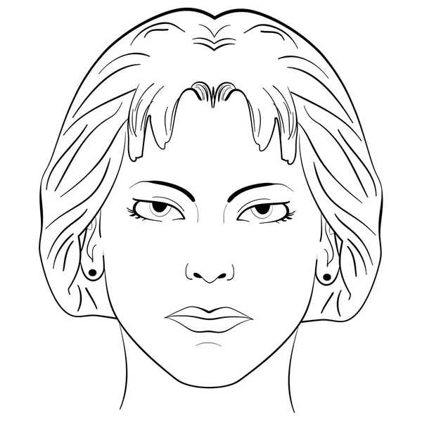 Tinta esboço cabeça mulheres rosto padrão —  Vetores de Stock
